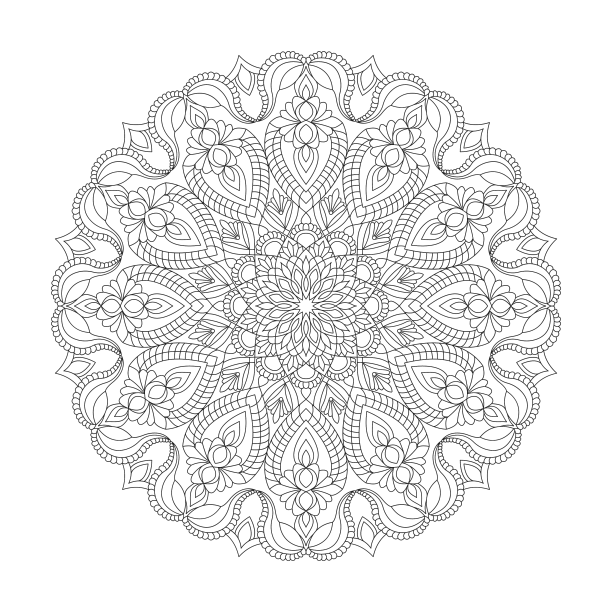 成人精神平衡曼陀罗涂色书图片下载