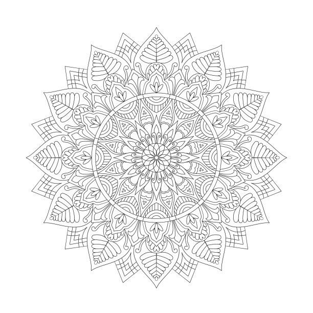 成人神圣几何曼陀罗涂色书页图片下载