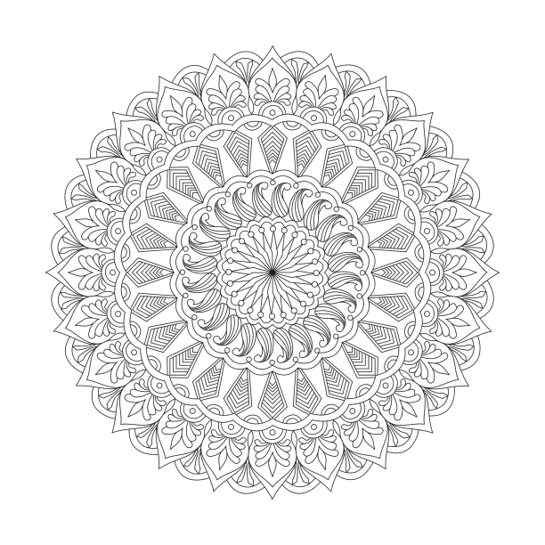宁静的花朵成人曼陀罗涂色书页图片下载