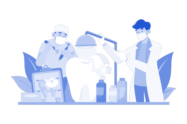 牙医拿着专业的口腔医学工具图片下载