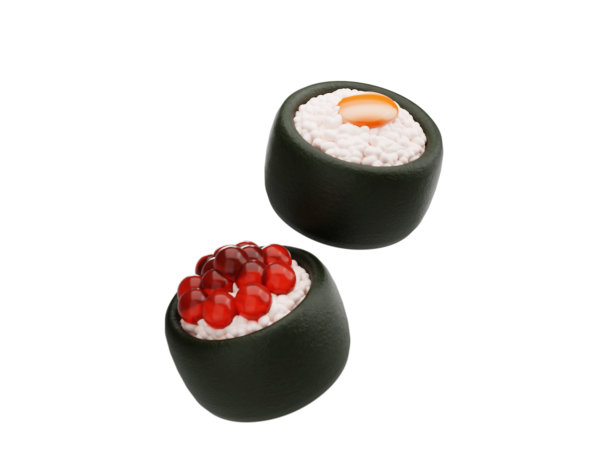 日本海鲜寿司三文鱼ebi卷卡通3d插图图片下载