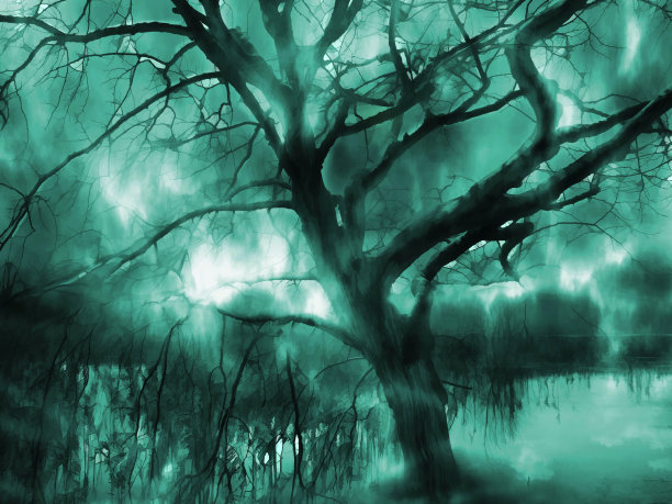 那艘幽灵般的黑船。数字插画艺术。图片下载