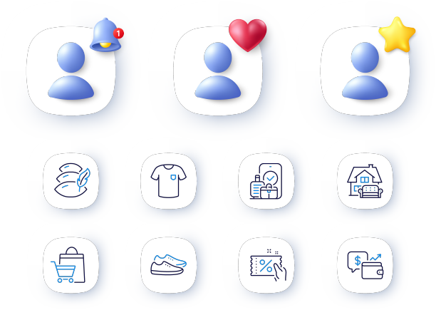 t恤折扣券和枕头线图标图片下载