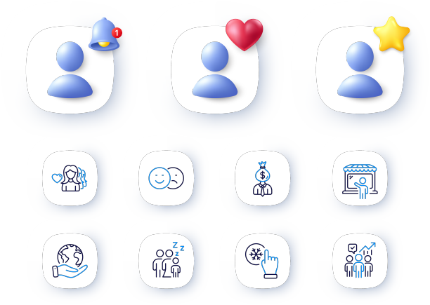 市场上卖主女人的爱情和经理线图标图片下载