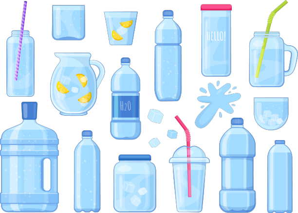 卡通水包装集玻璃瓶和玻璃瓶图片下载