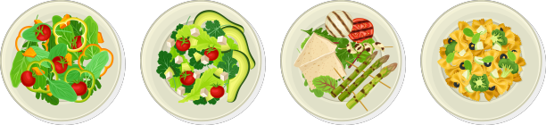 不同的菜肴和餐点在上面的盘子里图片下载