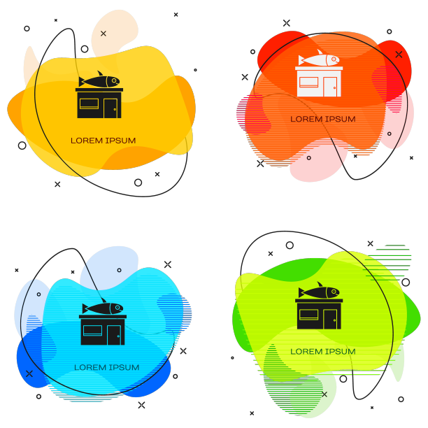 黑色海鲜店的图标孤立在白色上图片下载