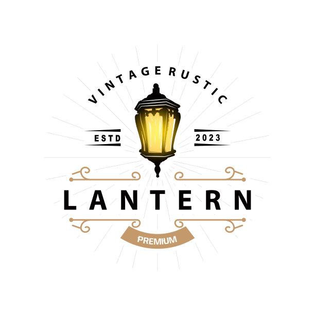 灯笼标志设计路灯旧经典复古极简插画模板图片下载