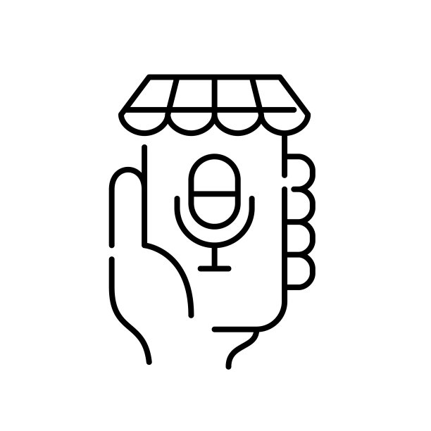 商业的声音。使用个人虚拟助手进行网上购物。手持智能手机应用程序。像素完美的图标图片下载