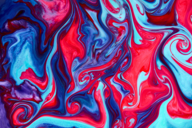 抽象的油漆颜色背景。系外行星宇宙海洋图案，油漆污渍。大理石花纹的效果。背景与抽象旋转油漆效果。液体丙烯图片与流动和飞溅。混合图片下载