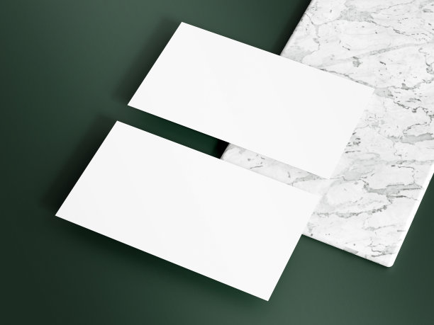 文具概念与空白名片上的墨绿色背景和大理石高质量和分辨率美丽的照片概念图片下载