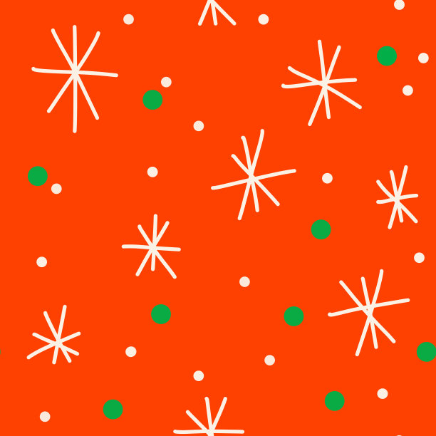 圣诞包装纸手绘无缝图案。抽象的雪花点缀在时尚的颜色。写意有机重复线条艺术插画图片下载