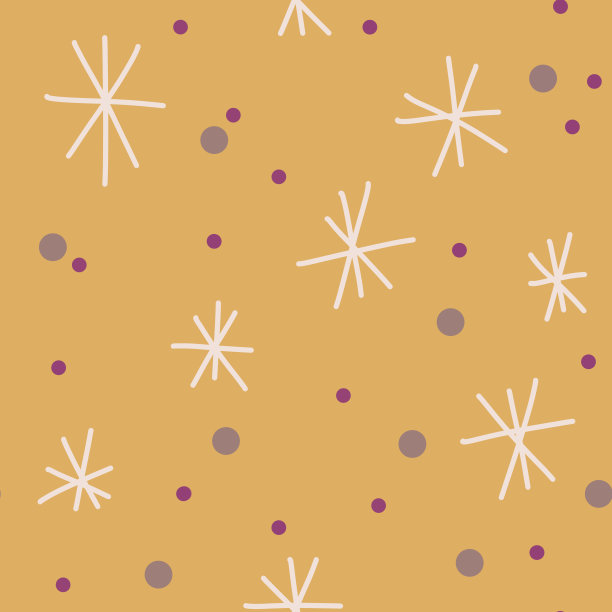 圣诞包装纸手绘无缝图案。抽象的雪花点缀在时尚的颜色。写意有机重复线条艺术插画图片下载