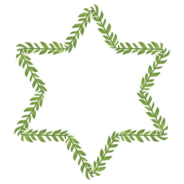 六角形绿叶花框架花环框架图片矢量相框花边装饰植物分支元素获奖者奖图片下载