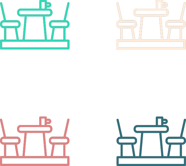 波普艺术线法国咖啡馆图标孤立的颜色图片下载