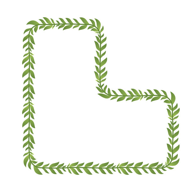 l形绿叶花框架花环框架图片矢量相框花边装饰植物分支元素获奖者奖图片下载