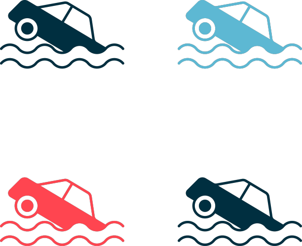 波普艺术洪水汽车图标孤立的颜色图片下载