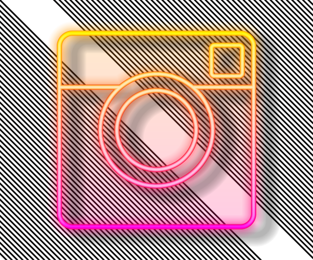 发光的霓虹灯线照片相机图标隔离上图片下载