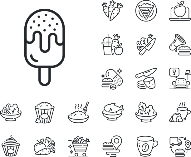 冰淇淋线图标甜点食品标志可丽饼图片下载