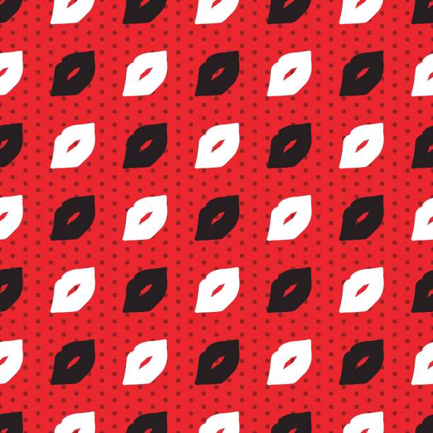 永恒的吻在红色和黑色的爱矢量图案图片下载