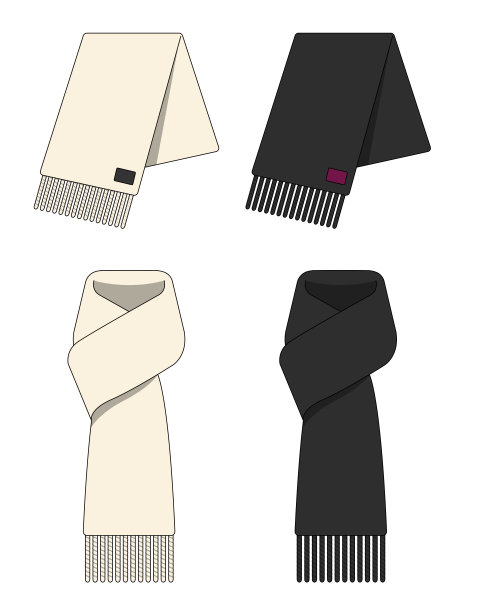 围巾(消声器)矢量模板插图集图片下载