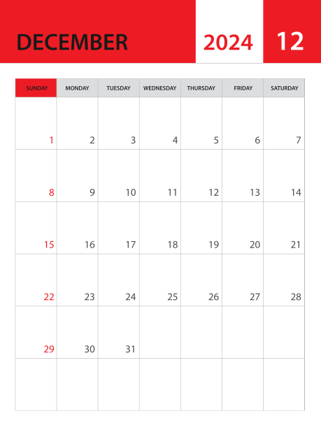 2024年12月日历模板2024年模板图片下载