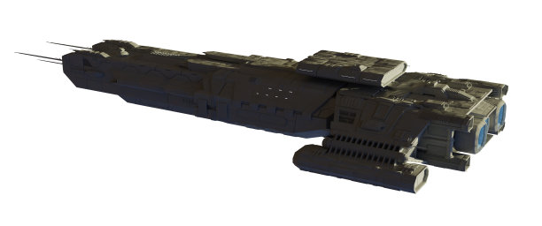 太空船母舰孤立在白色-左侧视图有阴影图片下载