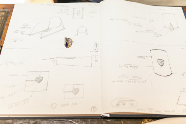 设计师在她的素描本上画的珠宝。图片下载