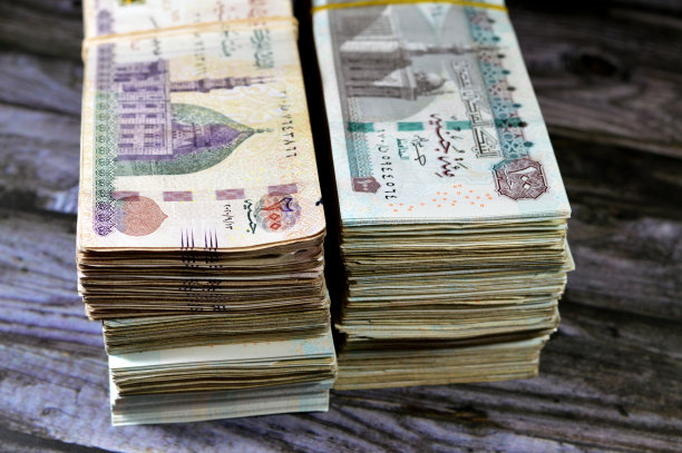 成堆的埃及镑纸币，埃及货币汇率和经济状况，货币概念，通货膨胀危机、货币与投资图片下载