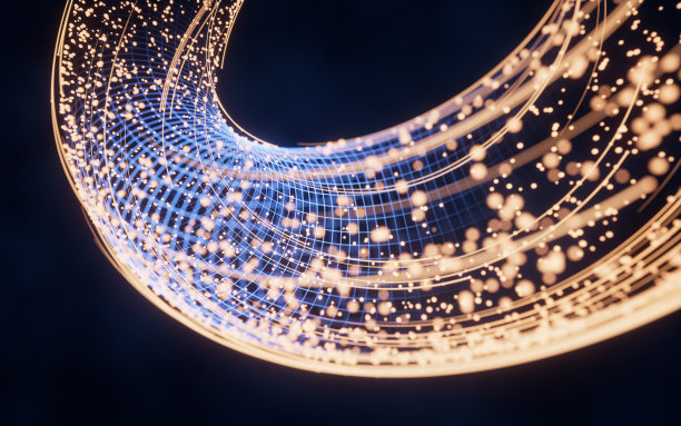 流畅的数字线条配合网络空间背景，3d渲染。图片下载