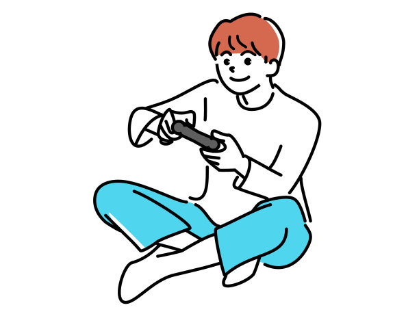 盘腿玩游戏的男孩图片下载