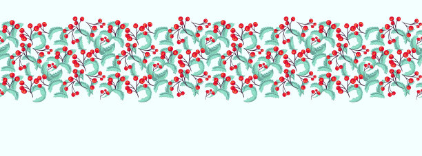 水平圣诞、假日边框，带复制空间。矢量手绘风格化的分支和红色浆果。适用于电子邮件标题，在社交网络，广告，事件和页面封面，横幅，背景帖子。图片下载