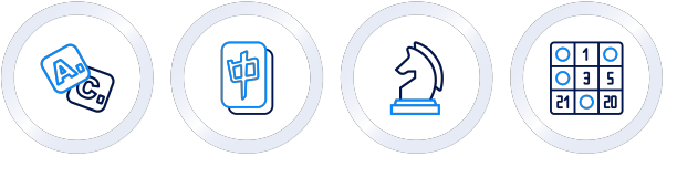 集行宾果牌、棋牌、麻将棋子和图标图片下载