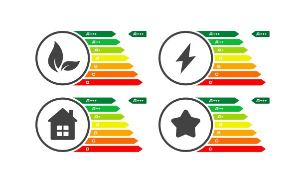 字母等级表，闪电，房子，星星。平、彩、叶、闪电、房、星围、字母评级。矢量图标图片下载
