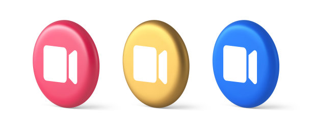 相机照片视频拍摄多媒体内容创建按钮3d逼真等距圆图标图片下载