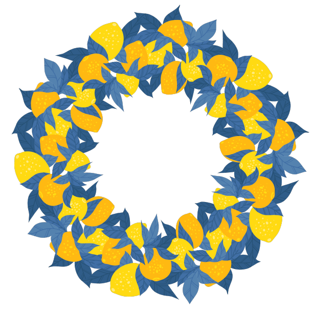 柠檬蓝对比圆形边框图片下载