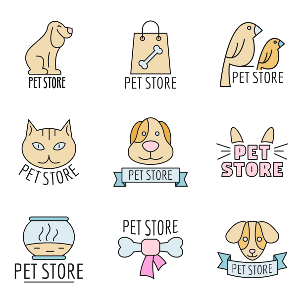 动物园宠物店的标志设置颜色图片下载