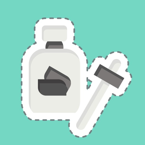 贴纸线切血清。与化妆品符号有关。简单的设计可编辑。简单的说明图片下载