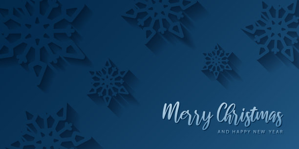 圣诞贺卡横幅框架剪纸雪花。图片下载