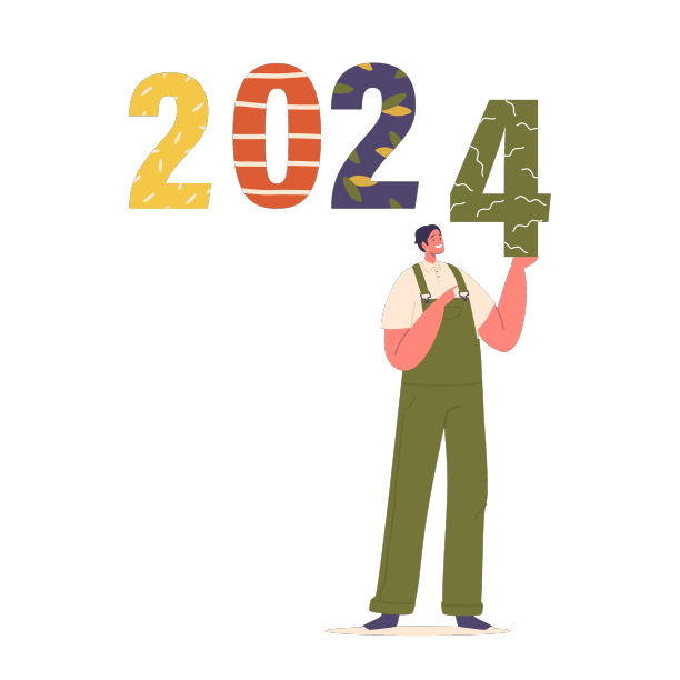 兴高采烈的男子自豪地拿着2024年的数字图片下载