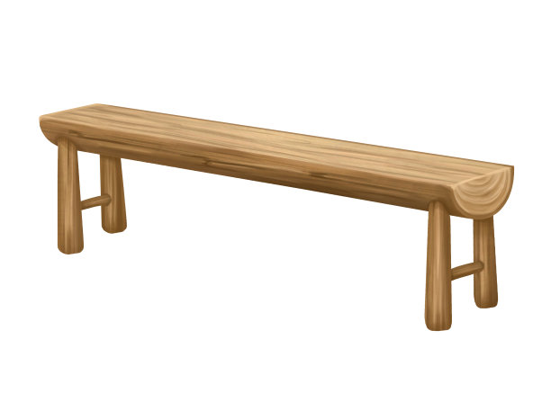 这条长凳是用质地轻盈的木头做的。露台、户外活动、旅游、远足等家具。一个露营的地方，在大自然中野餐，花园。孤立的插图图片下载