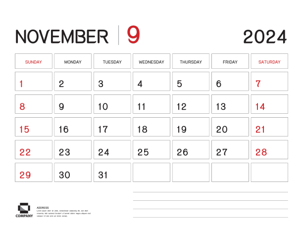 日历2024 - 11月2024年计划图片下载
