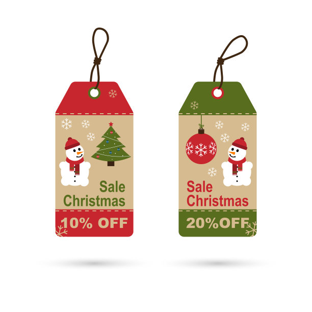 圣诞促销标签。打九折和八折。图片下载