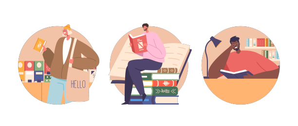 孤立的圆形图标或带有字符的头像图片下载