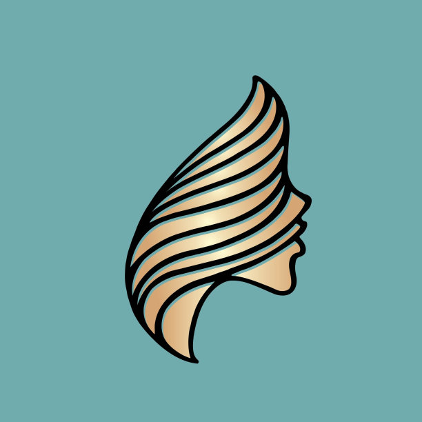 美女画像。护肤、化妆品面膜插画。光泽的金色美容院标志。图片下载