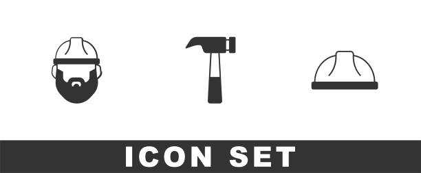 安装伐木工锤和工人安全帽图片下载