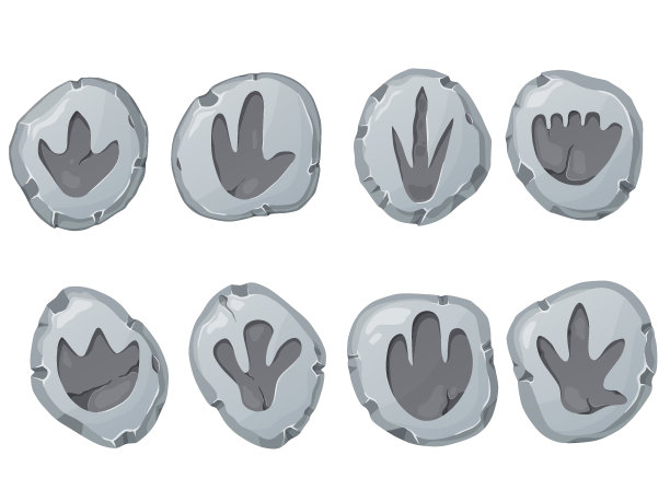 恐龙的脚踩在石头上。恐龙或龙的爪印。图片下载