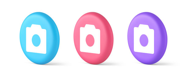 照片视频摄像机多媒体内容创建按钮光学镜头变焦装置三维等距圆图标图片下载