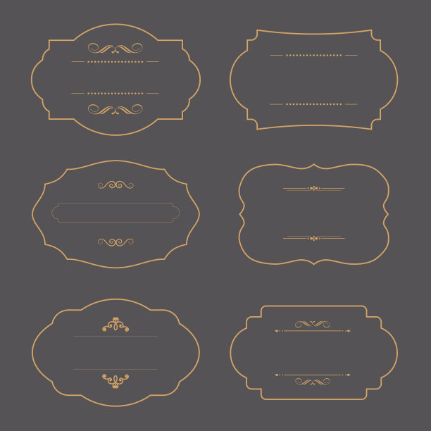 向量帧集。装饰金色框架孤立的插图。婚礼设计元素。装饰的边界图片下载