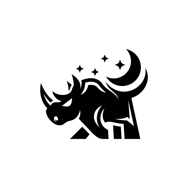 犀牛月亮几何标志设计上图片下载